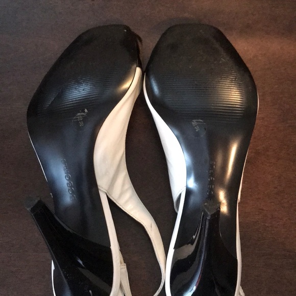 BCBGIRLS black/white open toe heels - Picture 7 of 8